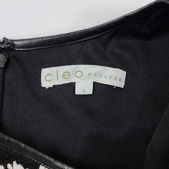 Cleo Petites Women's Sleeveless Black White Midi Dress Fit & Flare Stretch Sz 6 - Picture 10 of 14